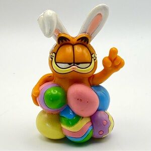 Vintage 1980's Garfield Easter Bunny Figurine PVC PAWS United Feature Eggs 2.5”